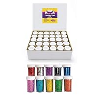 Colorations® Glitter Jars Classroom Pack, Easy Dispensing Shaker Jars, 10 Colors, 3 of each color, Great for Arts & Crafts, Scrapbooking, Slime, Holiday Parties, Weddings,Non Toxic Glitter,3/4 oz jars