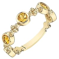 PEORA 5-Stone Tiara Stackable Ring Band for Women 925 Sterling Silver, Natural Gemstone Birthstones, 1.90mm width, Sizes 5 to 9