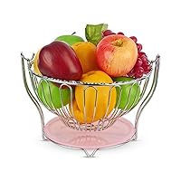 Fruit Plate Fruit Storage Basket Kitchen Living Room Snack Drain Basket Stainless Steel Round Swing Fruit Basket