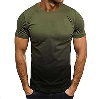 Mens Summer Shirt Gradient Short Sleeve T Shirt Casual V Neck Pullover T-Shirt Athletic Workout Tops Basic Muscle Tees