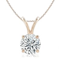 The Diamond Deal SI1-SI2 Clarity (.25-1.00 Carat) Cttw Lab-Grown Round Solitaire Diamond Pendant Necklace Womens Girls |14k Yellow or White or Rose/Pink Gold with 18