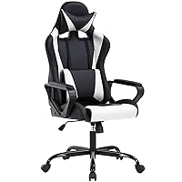 High-Back Gaming Chair PC Office Chair Computer Racing Chair PU Desk Task Chair Ergonomic Executive Swivel Rolling Chair with Lumbar Support for Back Pain Women, Men,White