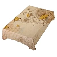 ALAZA Sunflower Bee Retro Table Cloth Rectangle 54 x 72 Inch Tablecloth Anti Wrinkle Table Cover for Dining Kitchen Parties