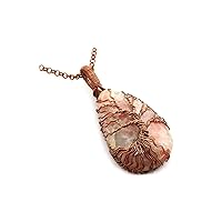 Sunstone Necklace, Tree of Life Necklace, Handmade Necklace, Copper Wire Wrapped Gemstone Jewelry DR-62