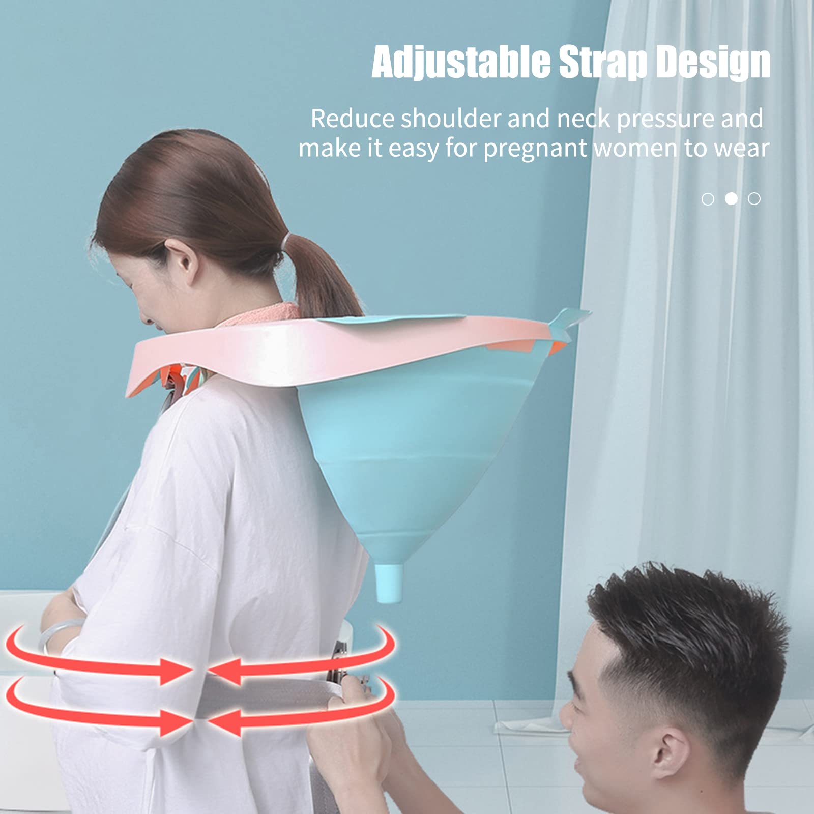 YALIYA Hair Wash Basin with Adjustable Strap Tube Earplugs Collapsible Shampoo Trays Mobile Hair Washing Basin No Spills Wash Hair in Bed Hair for Elderly Disabled Pregnant Injured
