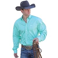 Cinch Western Shirt Mens L/S Logo Pocket Button Down Green MTW1104237