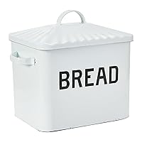 Distressed White BREAD Box with Lid