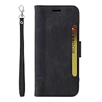 Case for Samsung Galaxy S23/s23plus/s23ultra, Wallet Case Pu Leather Flip Protective Cover, 360 Full Body Coverage with Wrist Strap Kickstand Card Slots,Black,S23 6.1''