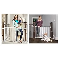 Regalo 2-in-1 Stairway and Hallway Wall Mounted Baby Gate, Bonus Kit & 2-in-1 Extra Wide Stairway and Hallway Walk ThroughBaby Safety Gate, Hardware Mounting, White