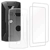 Crosscall Core-M4(4.95 Inch) Design Case with 2 Pack Tempered Glass Screen Protector,for Crosscall Core-M4 Go Slim Soft Silica Gel TPU Transparent Protective Cover.