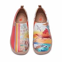 UIN Women's Fashion Floral Art Sneaker Painted Canvas Slip-On Ladies Travel Shoes