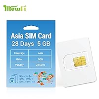 Asia SIM Card 28 Days 5 GB for Thailand, Singapore, Malaysia, Indonesia, Vietnam, Activation Required, Prepaid Data Only Asia SIM Card (28Days 5GB(Activation Required))