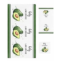 Avocado Bath Towels Set of 3 with Bath Towel Hand Towel Washcloth, Watercolor Vegetable Green Towel Sets for Bathroom/Kitchen/Beach, Soft Absorbent Luxury Bath Towels