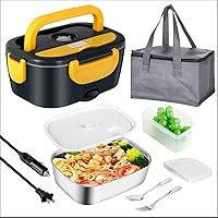 Efficient Electric Lunch Box, 100W Power Rapid Heating, Leak-Proof Heating Lunch Box, Portable Food Warmer, Home/Car Power Options Electric Lunchboxes for Adults - 1.5L Capacity