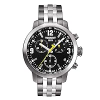 Men's PRC 200 Chronograph 316L Stainless Steel case Swiss Quartz Watch Strap, Grey, 19 (Model: T0554171105700)
