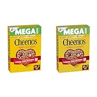 Cheerios Cereal, Limited Edition Happy Heart Shapes, Heart Healthy Cereal With Whole Grain Oats, Mega Size, 21.7 oz (Pack of 2)