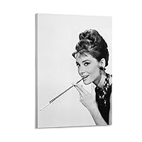 Audrey Hepburn The Most Beautiful Actress And Star in Britain Black&white Art Aesthetic Posters (2) Wall Art Paintings Canvas Wall Decor Home Decor Living Room Decor Aesthetic 08x12inch(20x30cm) Fra