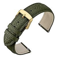 ANNEFIT Watch Band 18mm, Quick Release Textured Padded Leather Straps with Gold Buckle for Men and Women (Army Green)