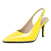 Slingback Heels Women's Pointed Toe Stilettos High Heel Pumps Gold Beaded Dress Shoes