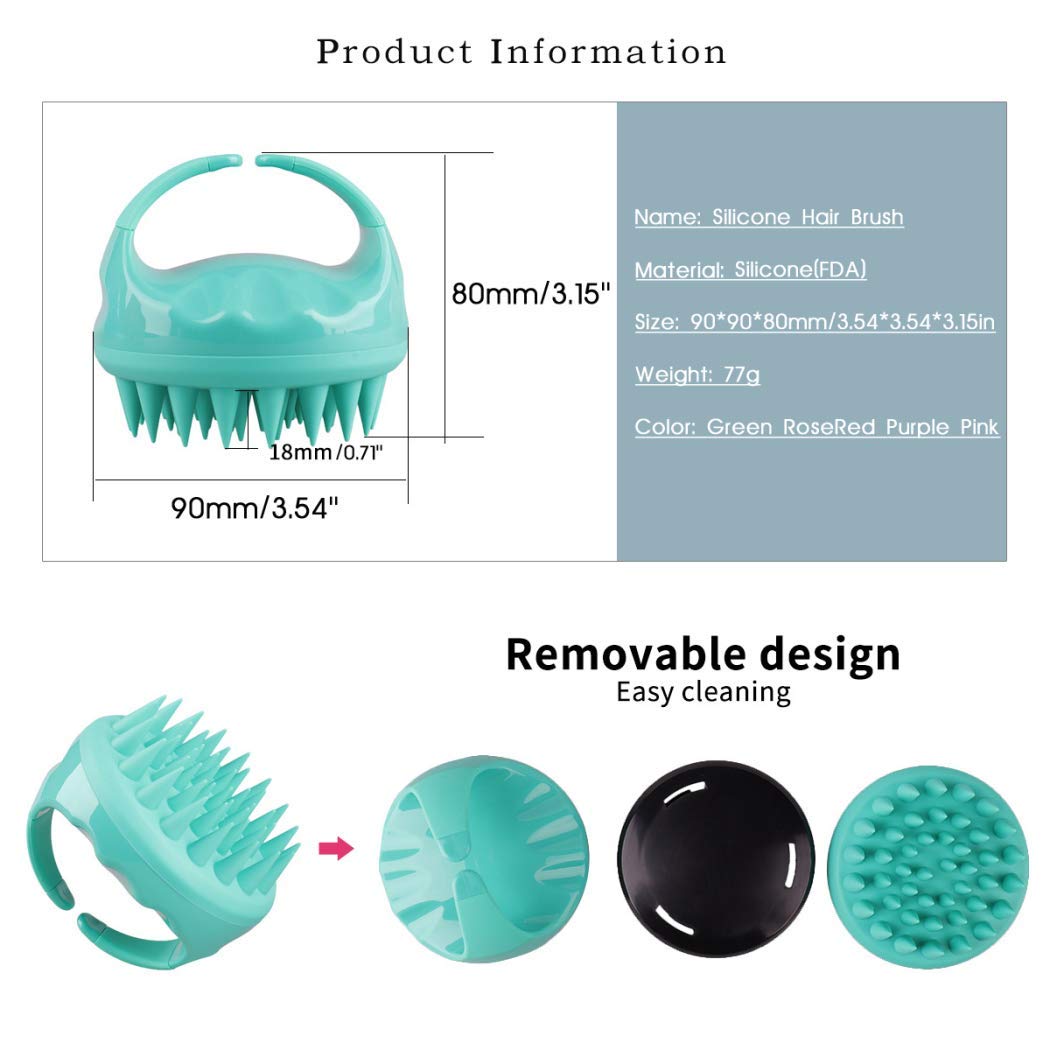 WaNana Body Cellulite Remover Fascia Release Massage Brush Handheld Bath Shower Hair Shampoo Scalp Brush Body Silica Gel Comb Conditioner Clean Head Care Green