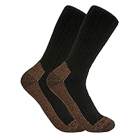 Carhartt Men's Midweight Steel Toe Sock 2 Pack, Black, X-Large