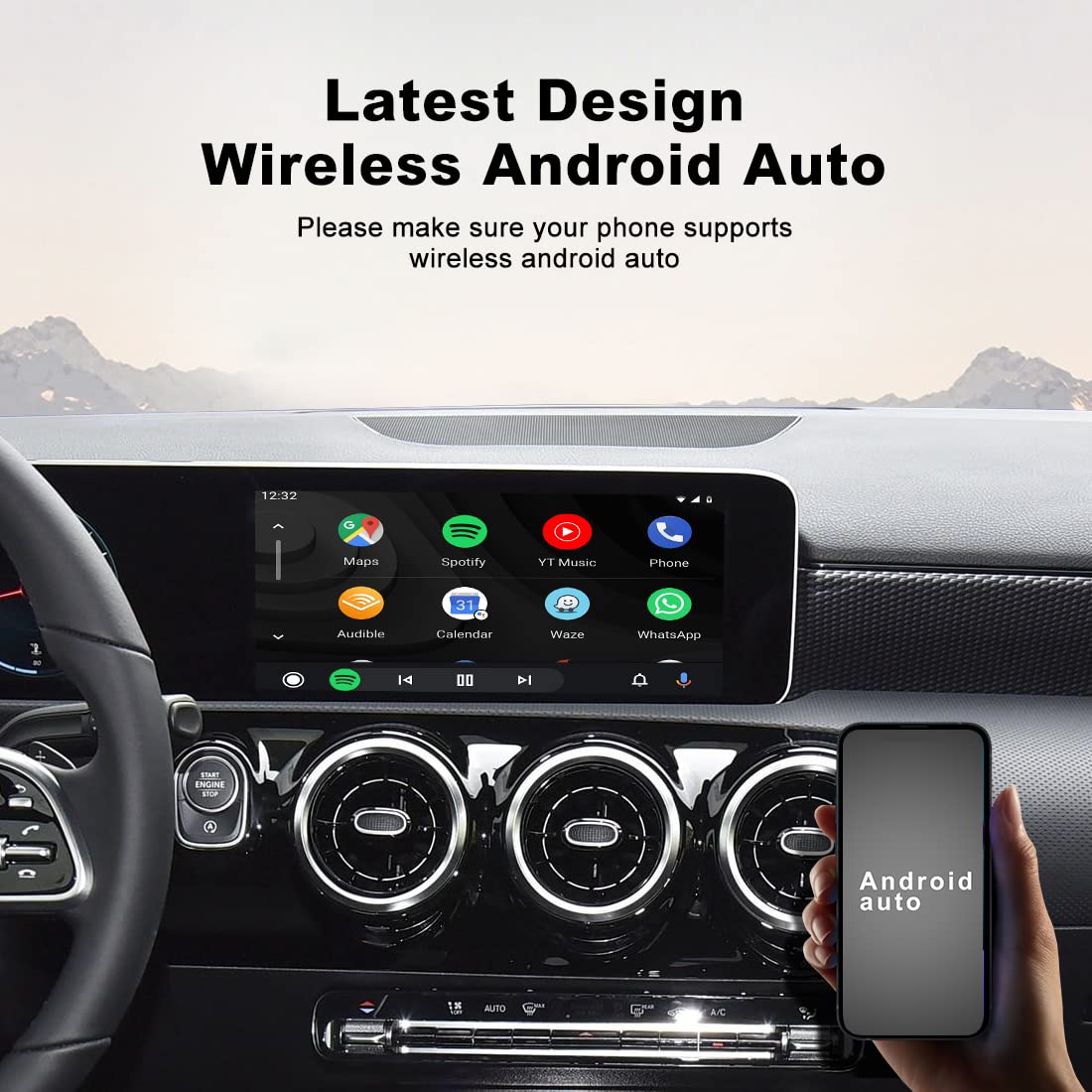MMB Wireless CarPlay Adapter, Wireless Android Auto & Apple CarPlay 2 in 1 Adapte, Carplay USB Dongle for OEM Wired CarPlay Cars, Support Mirror Link/Phone Cast, Plug & Play