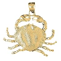 18K Yellow Gold Crab Pendant, Made in USA