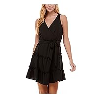 Womens Juniors Surplice Short Mini Dress