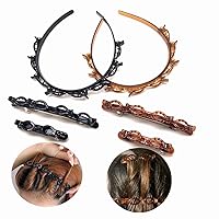 6PCS double bangs hairstyle hairpin headband for girls women Double Layer twist plait headband twister hair clip tools magic braided hairdressing hairpin Korean woven Fashion