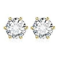 JewelryPalace Round Cut 2-6ct Cubic Zirconia Solitaire Stud Earrings for Women, 925 Sterling Silver 14k White Yellow Rose Gold Plated Earring for Her, Classic Simulated Diamond Earrings Jewellery Sets