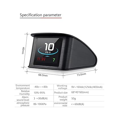Lttrbx. T600 Universal Car HUD Head Up Display Digital GPS Speedometer with Speedup Test Brake Test Overspeed Alarm TFT LCD Display for All Vehicle
