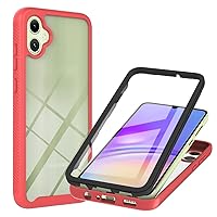 Case for Galaxy A05,Galaxy A05 Case,Slim Full-Body Rugged Stylish Protective Clear Back Hybrid 3-in-1 Case with Built-in Screen Protector Phone Case for Samsung Galaxy A05 (Red)
