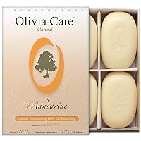 Bath & Body Bar Mandarin Soap 4 Pack Gift Box Organic, Vegan & Natural Contains Olive Oil Repairs, Hydrates, Moisturizes & Deep Cleans Good for Sensitive Dry Skin Made in USA