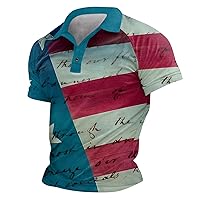 Men's 4th of July 1776 Polo Shirt American Flag Mens Polo Shirts Short Sleeve Performance Patriotic Shirt Soldier Golf Shirts