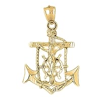 Silver Mariners Cross/Crucifix Pendant | 14K Yellow Gold-plated 925 Silver Mariners Cross/Crucifix Pendant