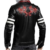 Mens Alex Mercer Leather Jacket Embroidered Dragon Black Leather Biker Jacket - Halloween Cosplay Costume jacket