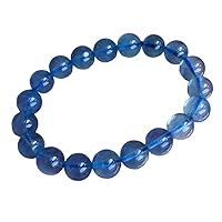 10.3mm Certificate Natural Blue Aquamarine Crystal Clear Round Beads Women Man Bracelet AAAAA