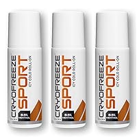 OMAX 3 Bottles CryoFreeze Sport ICY Cold Pain Relief Roll-On, 8.5% Menthol, Natural Pain Relief (3 Bottles)