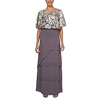Le Bos Women's Sequin Embroidered Long Dress