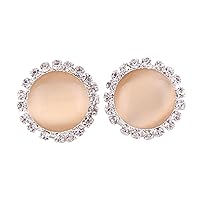 Rhinestone Opal Round Clip on Earrings Without Piercing for Women Luxury Jewelry