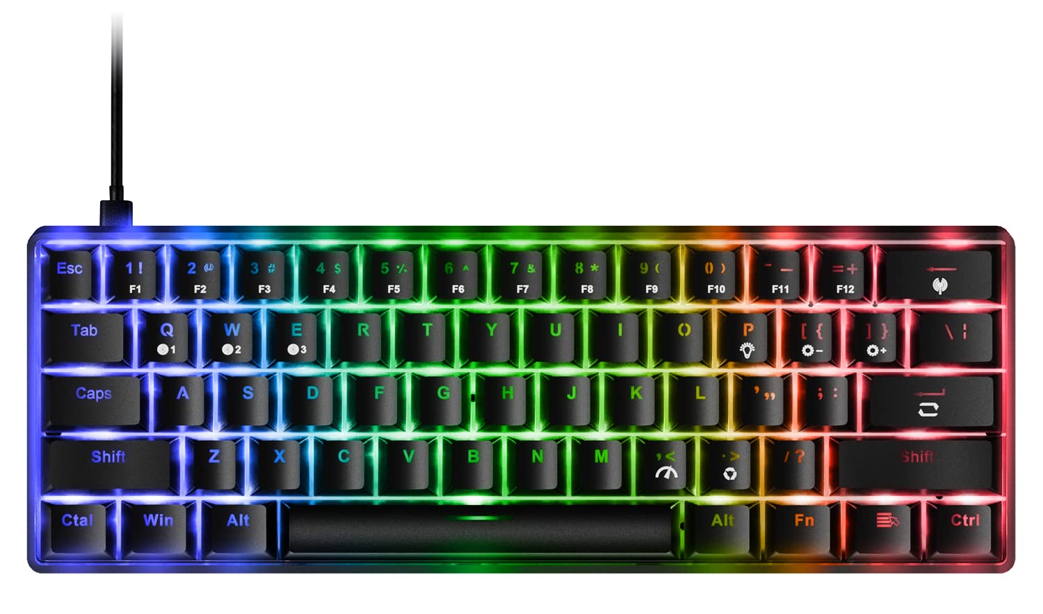 Fiodio 61 Keys RGB Wired Mechanical Gaming Keyboard with Audible Click Sound Blue Switches, Compact Mini Portable Computer Keyboard for Windows Gaming PC,F-DB21