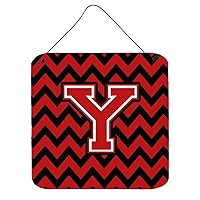 CJ1047-YDS66 Letter Y Chevron Black and Red Wall or Door Hanging Prints Aluminum Metal Sign Kitchen Wall Bar Bathroom Plaque Home Decor, 6x6, Multicolor