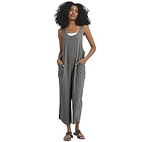 Kissonic Womens Tank Jumpsuits Scoop Neck Sleeveless Rompers Casual Wide Leg Loose Fit One Piece Jumpers