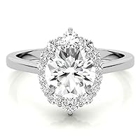 Riya Gems 3 CT Round Diamond Moissanite Engagement Ring Wedding Ring Eternity Band Vintage Solitaire Halo Hidden Prong Silver Jewelry Anniversary Promise Ring Gift