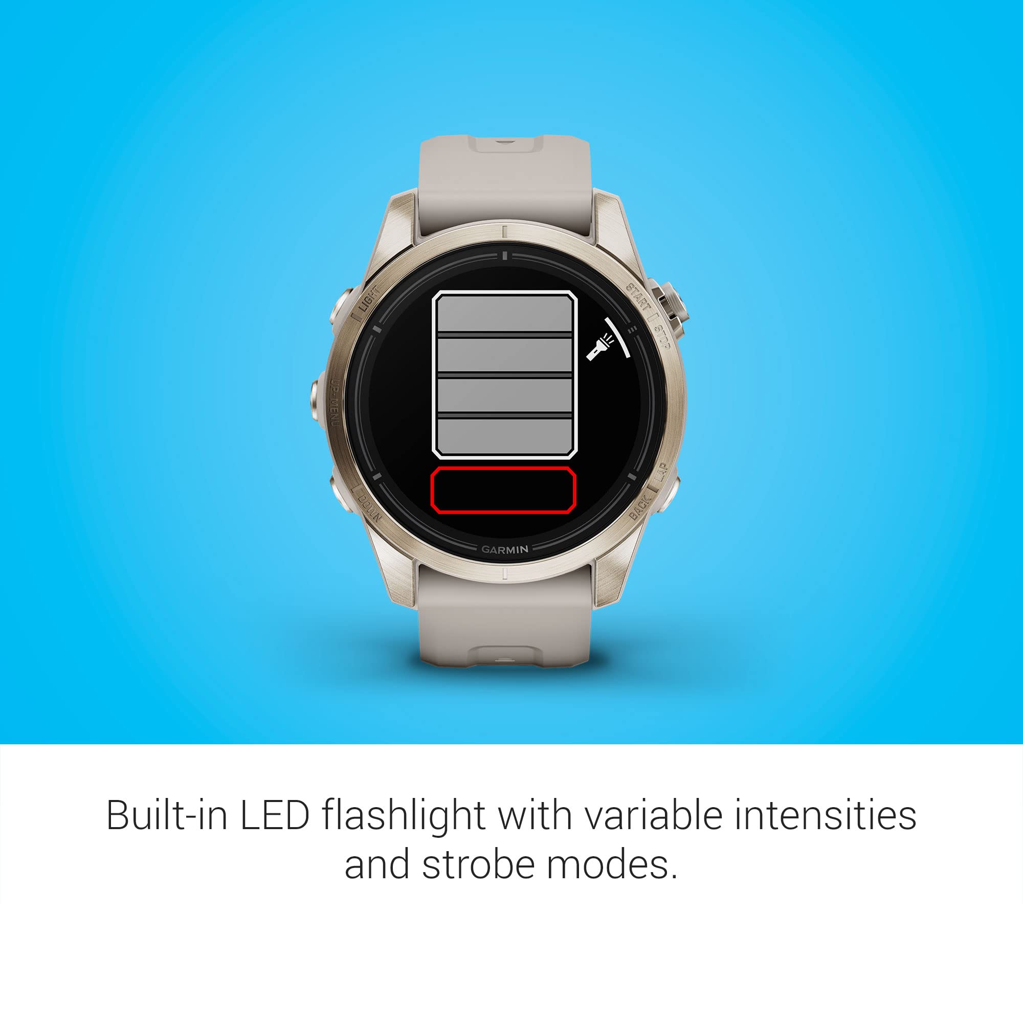 Garmin epix Pro (Gen 2) Sapphire Edition, 42mm, High Performance Smartwatch, Advanced Training Technology, Built-in Flashlight, Light Sand