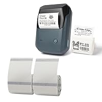 B1 Black Label Makers-Barcode Label Printer Bluetooth Portable Thermal Printer for Small Business,Address,Logo,Clothing,Jewelry, Retail+2 Rolls Clear Address Round Label Label Maker Tape