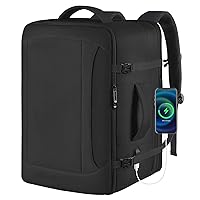 Travel Backpack, Extra Large Backpack, TOTWO Carry On Backpack, 45L Expandable Airline Approved Water Resistant Suitcase Luggage Big Bag with USB Port Fits 17 Inch Laptops, Travel Gifts for Men, Black