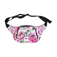 Personalized Fanny Packs with Photo/Name for Man Women - Custom Waist Bags - Custom Pack Bag Suitable for Outdoors Travel Running Hiking Walking Fishing - Personalized Birthday Gift for Dad，Mum (Flower 05)
