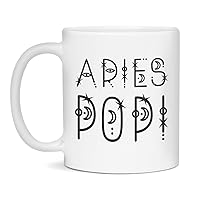 Jaynom Aries Coffee Mug for Popi | Zodiac Birthday Ceramic Tea Cup, 11-Ounce White