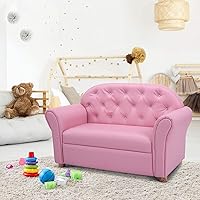 ARLIME Princess Kids Sofa, Children Upholstered Couch with High Backrest & Wide Armrest, Double Seat, Toddler Sofa for Bedroom, Living Room, Study Room